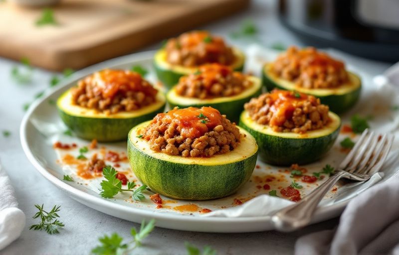 Cukinia faszerowana mięsem mielonym w Air Fryer
