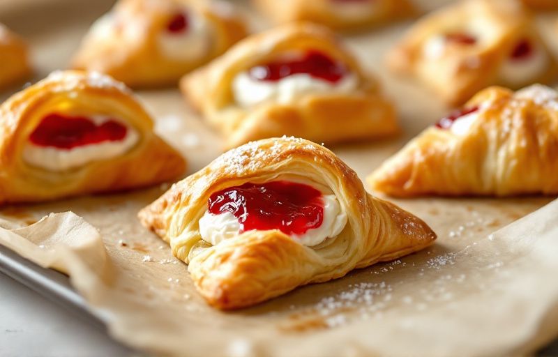Trójkąty z ciasta francuskiego nadziewane ricottą i dżemem z Air Fryer