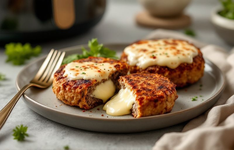 Wołowe kotlety mielone z mozzarellą z Air Fryer