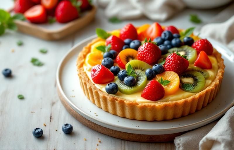 Tarta z owocami i budyniem