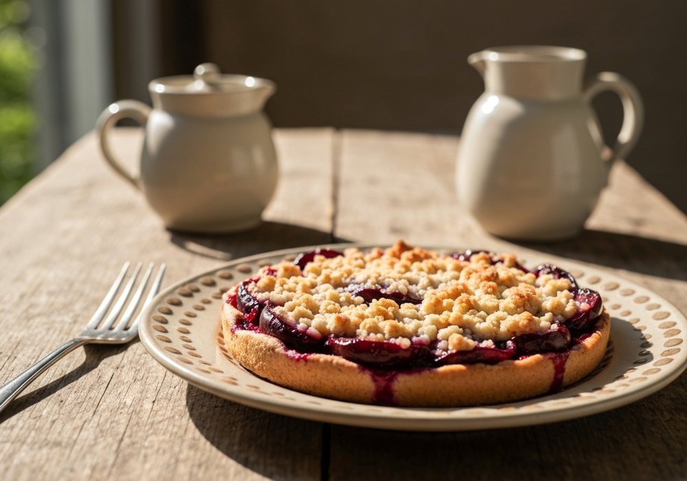 Crumble ze śliwkami pachnące cynamonem