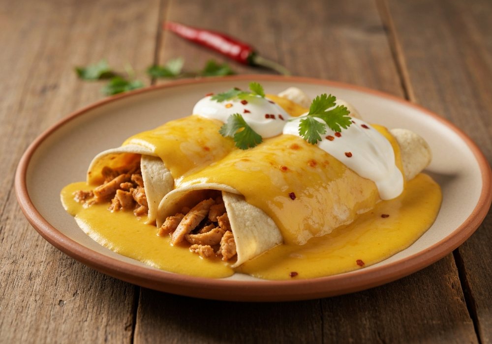 Enchiladas z kurczakiem i sosem pomidorowo-chili