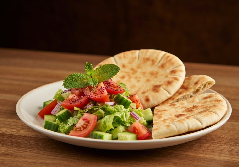 Fattoush – libańska sałatka z chrupiącą pitą i sumakiem