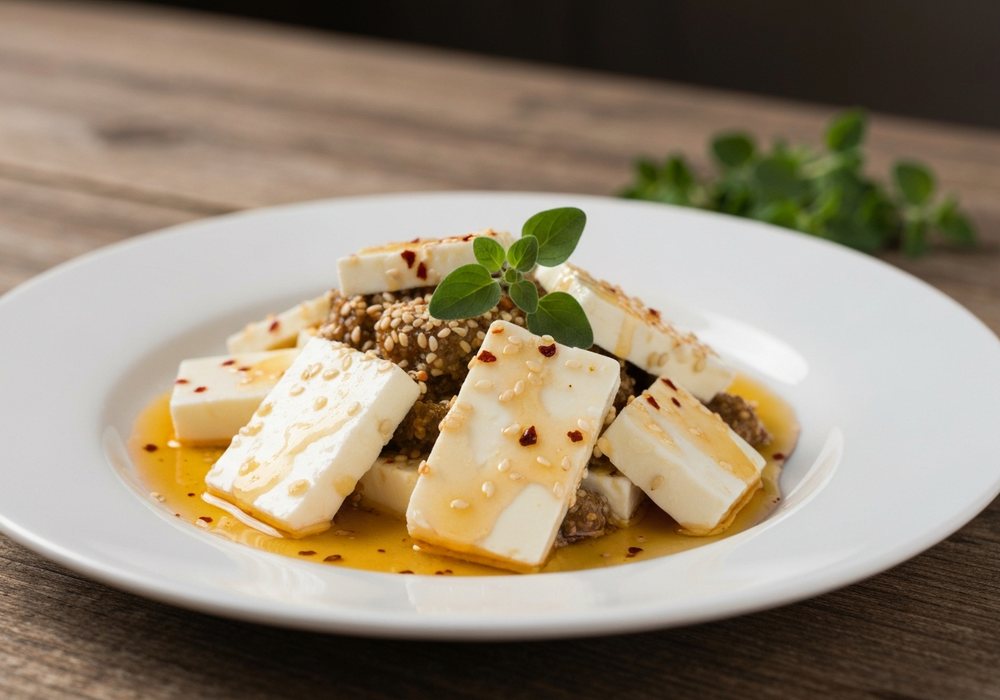 Feta saganaki z miodem i sezamem