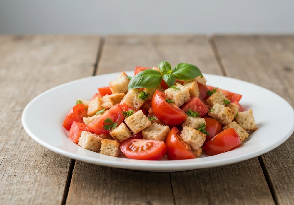 Panzanella z pomidorami i czerstwym chlebem