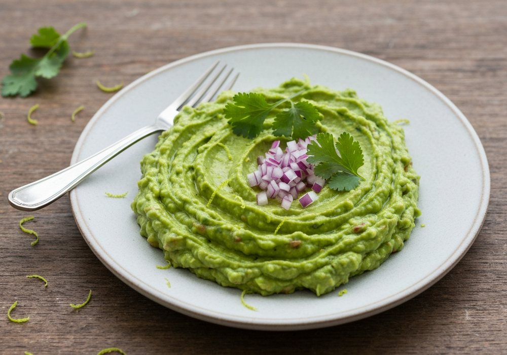 Guacamole z limonką, kolendrą i czerwoną cebulą