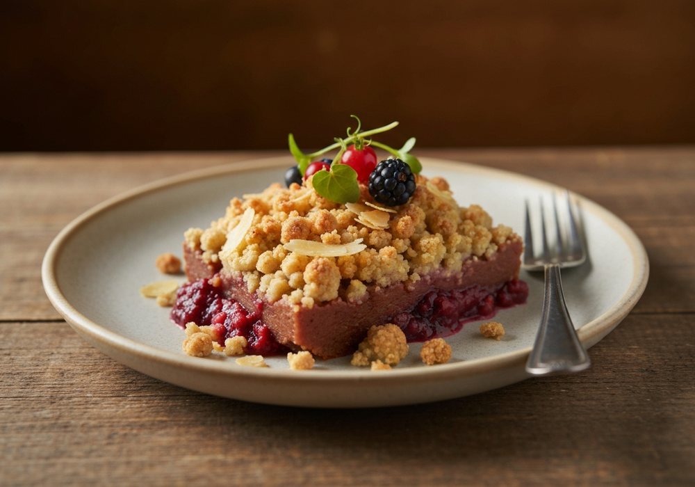 Rabarbar pod kruszonką w stylu angielskiego crumble
