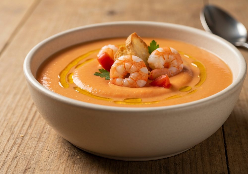 Salmorejo z jajkiem i szynką serrano