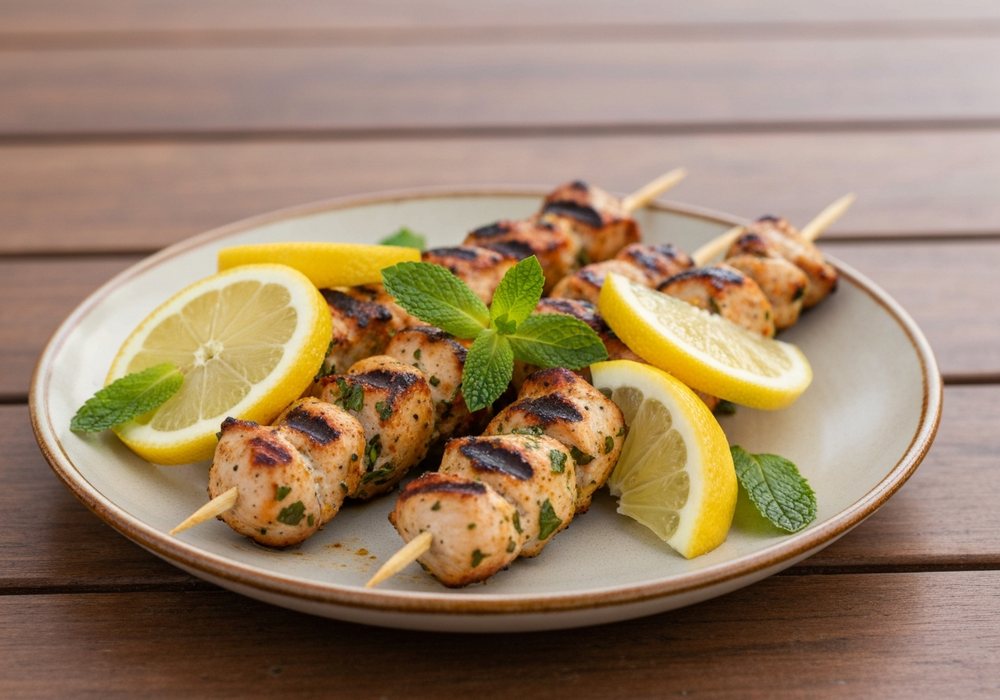 Souvlaki z kurczaka z cytrynowo-czosnkową marynatą