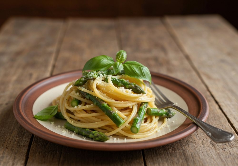 Spaghetti ze szparagami po włosku