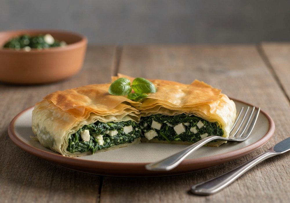 Spanakopita z chrupiącym ciastem filo i fetą
