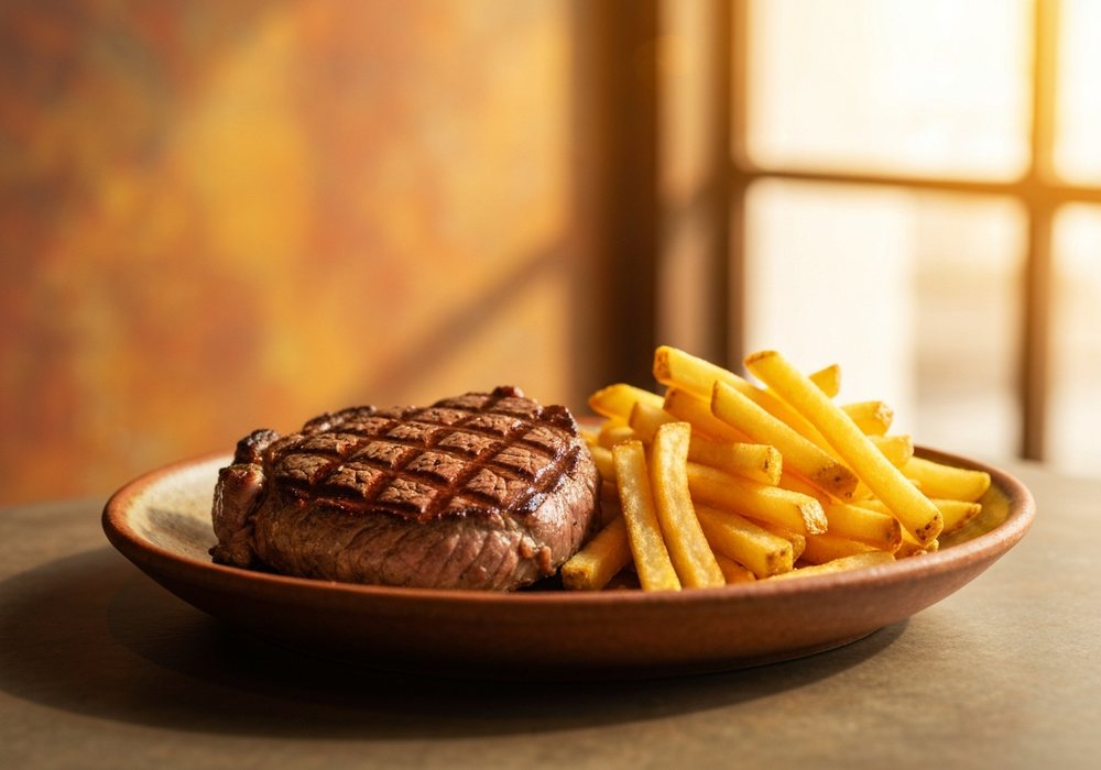 Steak frites – francuski stek z chrupiącymi frytkami