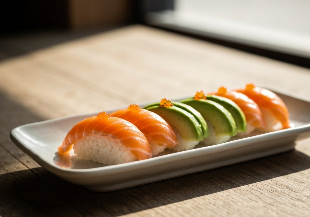 Tort sushi z łososiem, awokado i kremowym serkiem