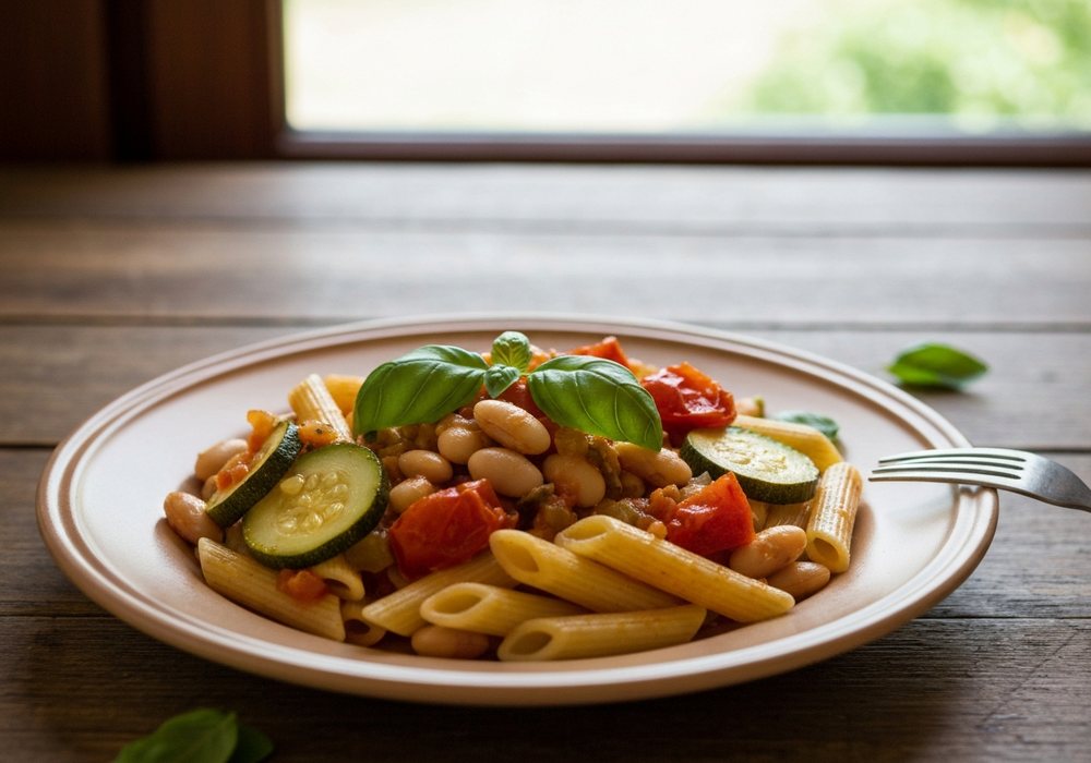 Zupa minestrone z warzywami, fasolą i makaronem