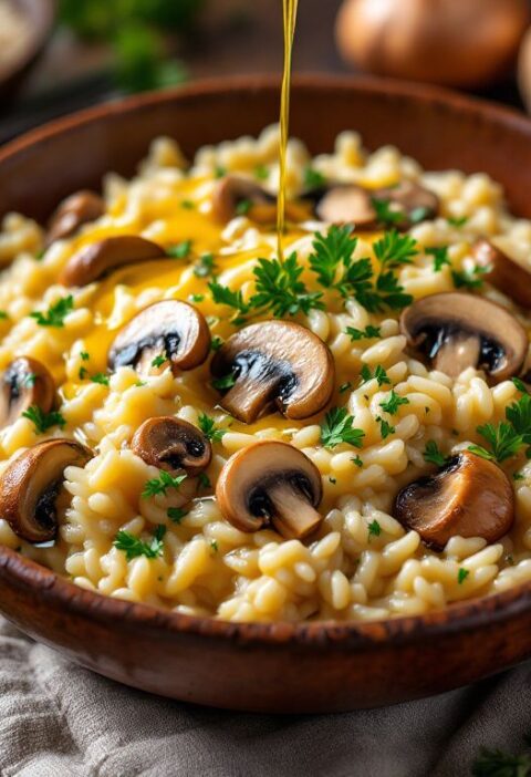 Kremowe Risotto z Grzybami bez Dodatku Mleka